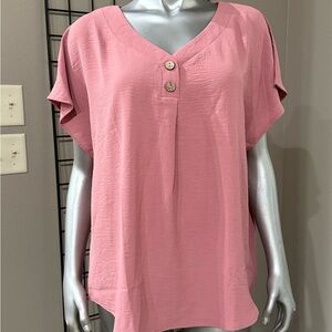 Pink Button-Detail Women's Top